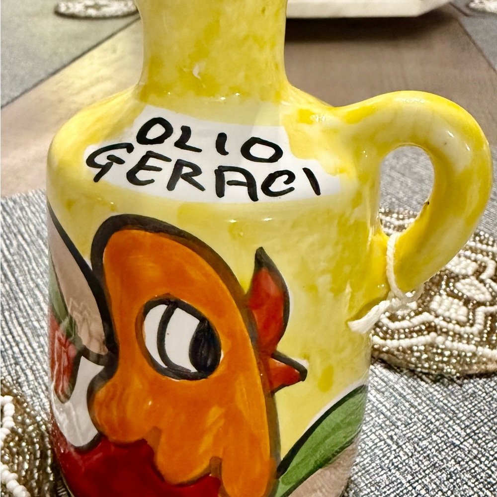 Handcrafted Yellow Ceramic Oil Jug